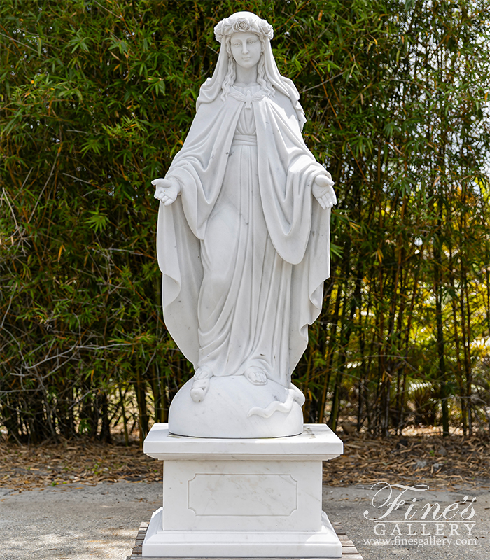 Marble Statues  - Our Lady Of Grace With Mystic Rose Head Dress - MS-1430